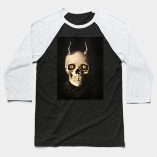 Gothic Horned Devil Skull Baseball T-Shirt